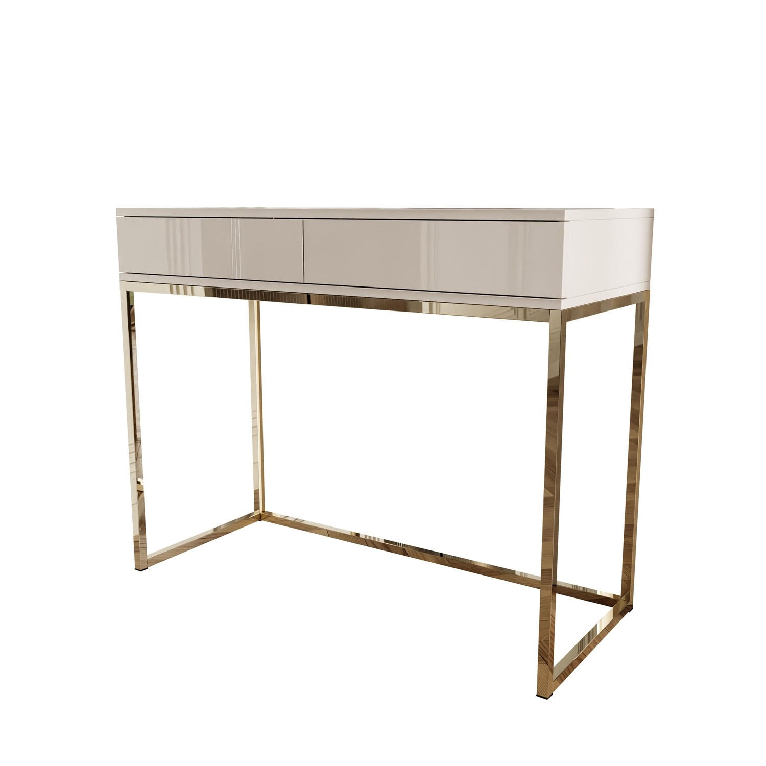 KONSOLE Glamour auf goldchrom Gestell PUSH OPEN - Kaschmir/Goldfarben, Holzwerkstoff (100/81/42cm) - Lookway