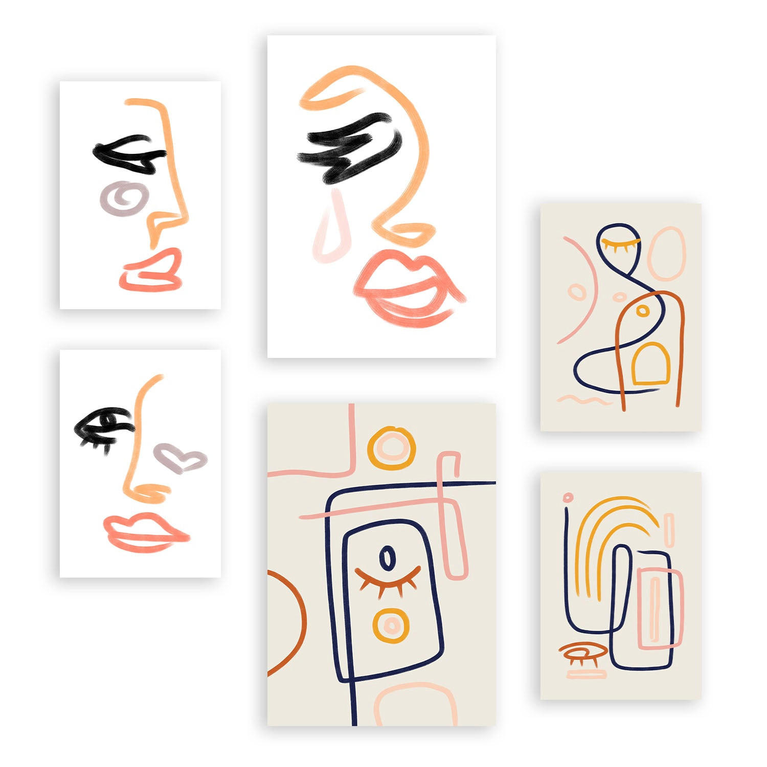 POSTER Set Mit 6 Stille Heuert In Weibliche Zusammenfassung A3 & A4 Rahmenlos - Klar, Papier (29/3cm) - Nacnic