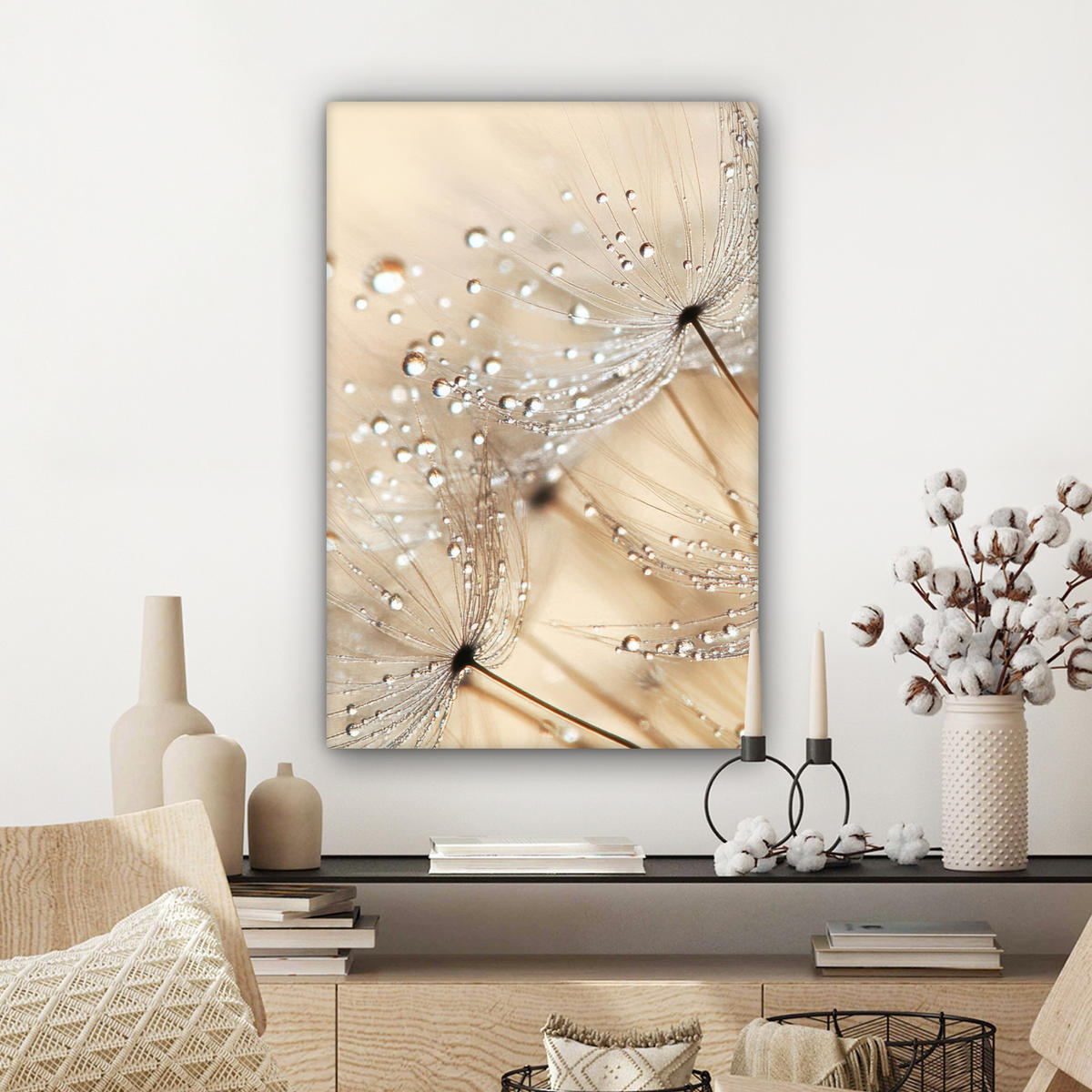 LEINWANDBILD Löwenzahn - Abstrakt - Natur - Beige 60x90 cm - Braun, Textil (60/90cm) - MuchoWow