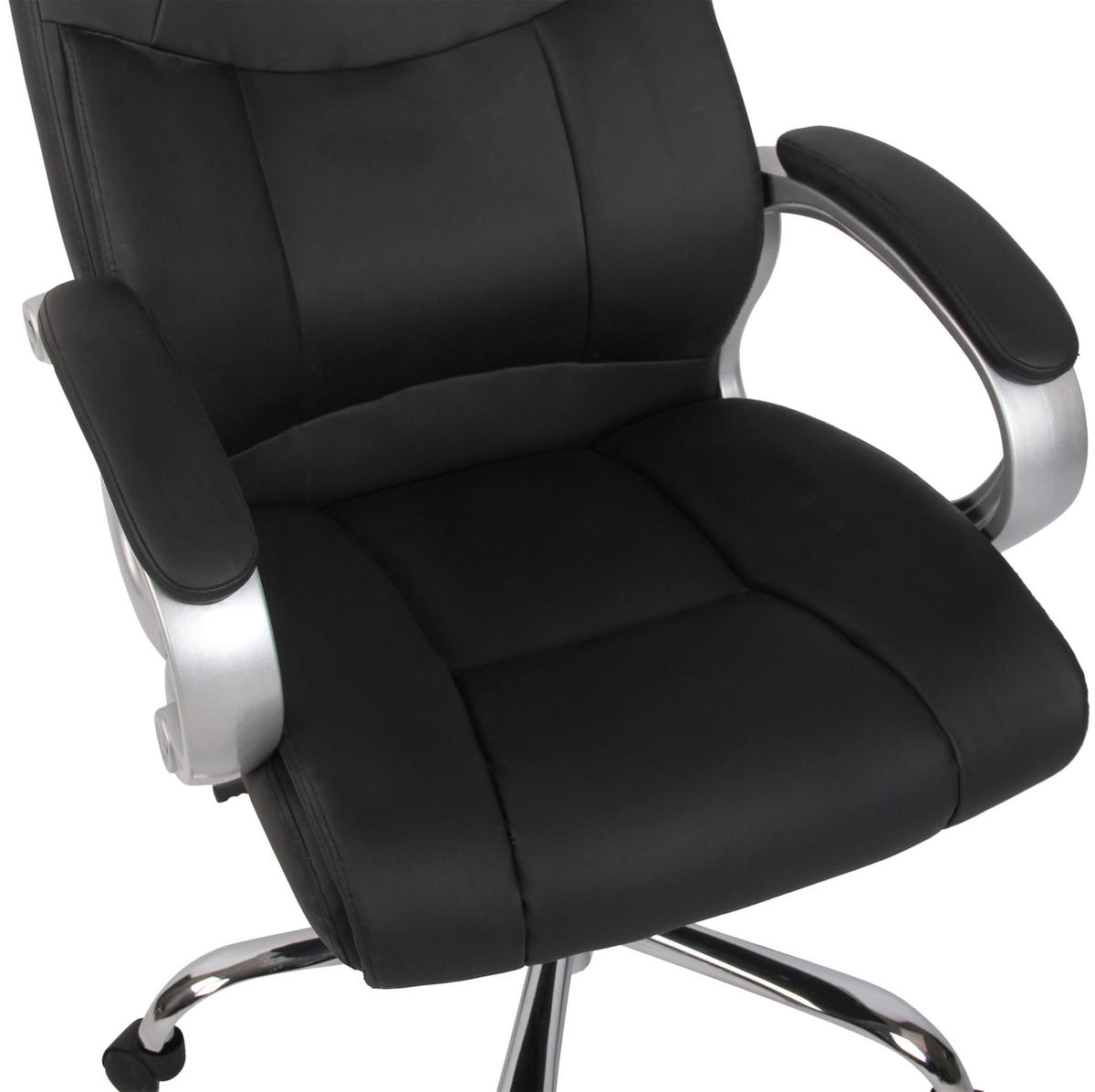 CHEFSESSEL Lederlook schwarz - Chromfarben/Schwarz, Textil/Metall (66/113/70cm) - CLP
