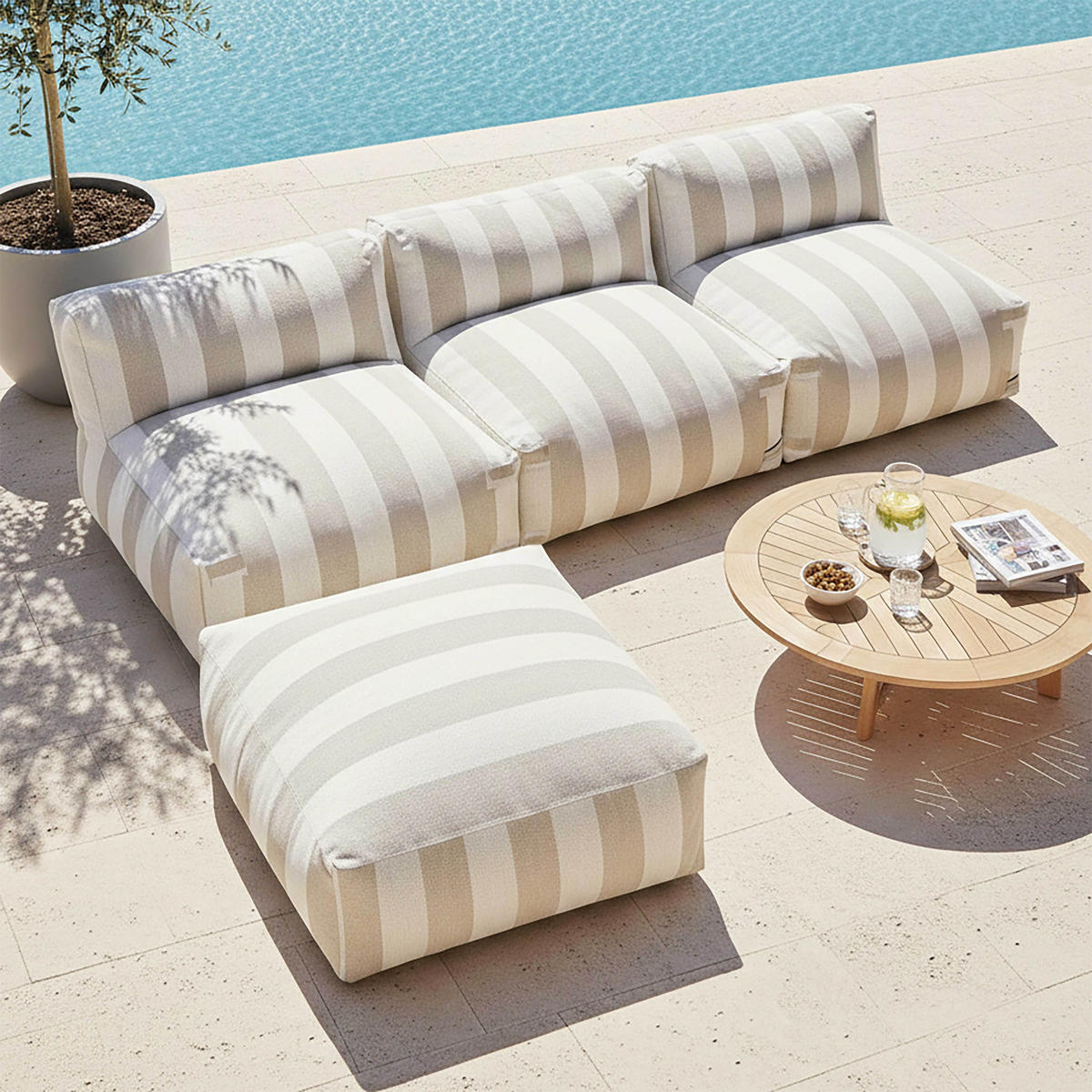 GARTENSESSEL, Beigefarbe - Beige, Textil (85/65/85cm) - Oviala