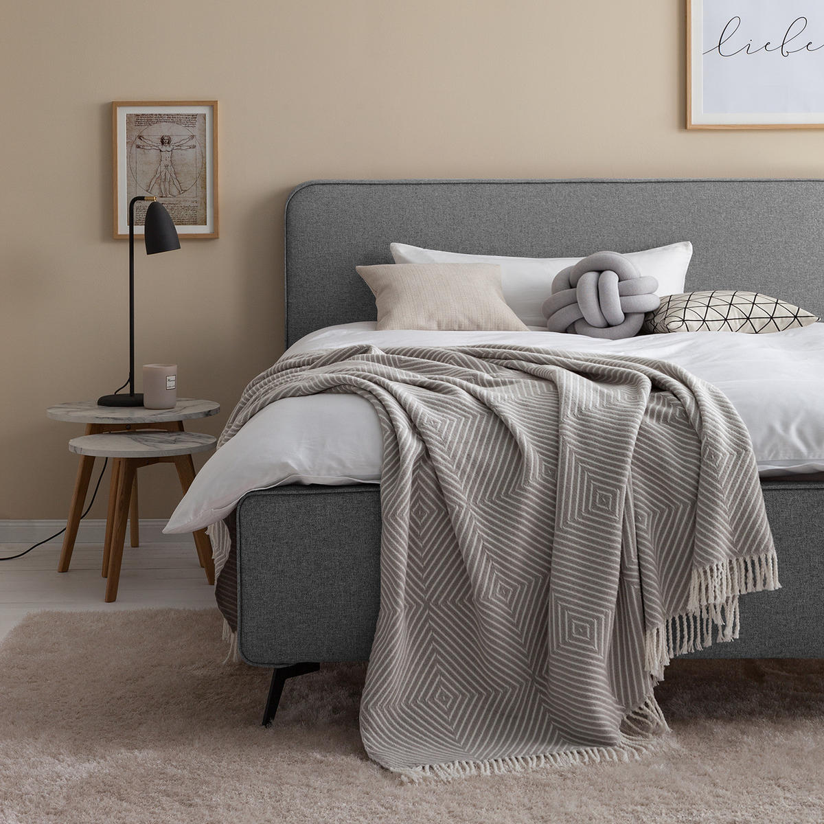 POLSTERBETT - Grau, Textil (200/200cm) - home24