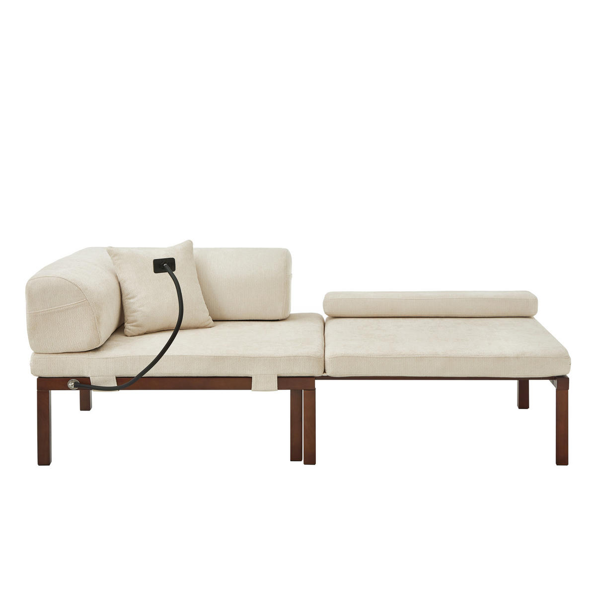 SCHLAFSOFA mit ausziehbarer Einzelliege und klappbarer Funktion, platzsparendes Design, Beige - Beige, Textil (176/64/81cm) - Redom