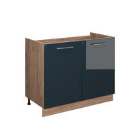 SPÜLENUNTERSCHRANK Fame-Line, Dunkelblau Hochglanz/Goldkraft Eiche, 100 cm ohne Arbeitsplatte - Honigeiche/Dunkelblau, Holzwerkstoff (100/82/51.6cm) - Vicco