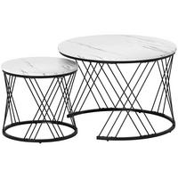 SOFFBORDSETT, 2-delat, spånskiva, av metall, vit - Vit, Träbaserade material/Metall (70/70/46.5cm) - HOMCOM