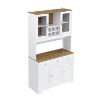 BUFFET DE-37549 94,5/30/175,5 cm mit 5 Türen und 3 Schubladen Weiß/Holzfarbe - Weiß, Holzwerkstoff (94.5/175.5/30cm) - ComfortXL