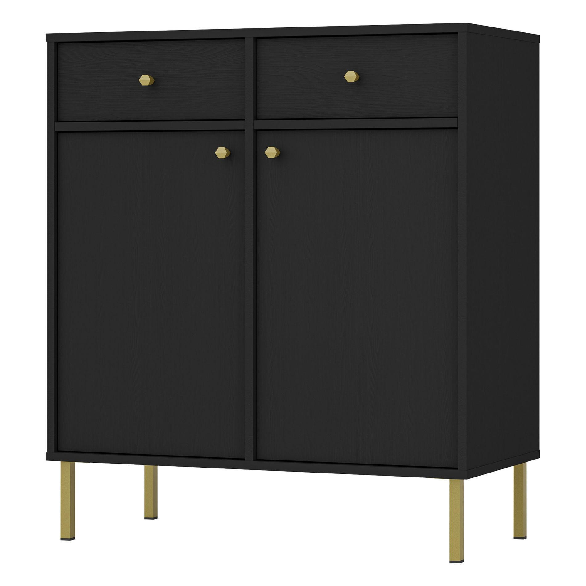SIDEBOARD Oktio Schwarz-Graphit 84 cm - Goldfarben/Schwarz, Holzwerkstoff/Metall (83.6/95/40.8cm) - Selsey