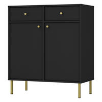 SIDEBOARD Oktio Schwarz-Graphit 84 cm - Goldfarben/Schwarz, Holzwerkstoff/Metall (83.6/95/40.8cm) - Selsey