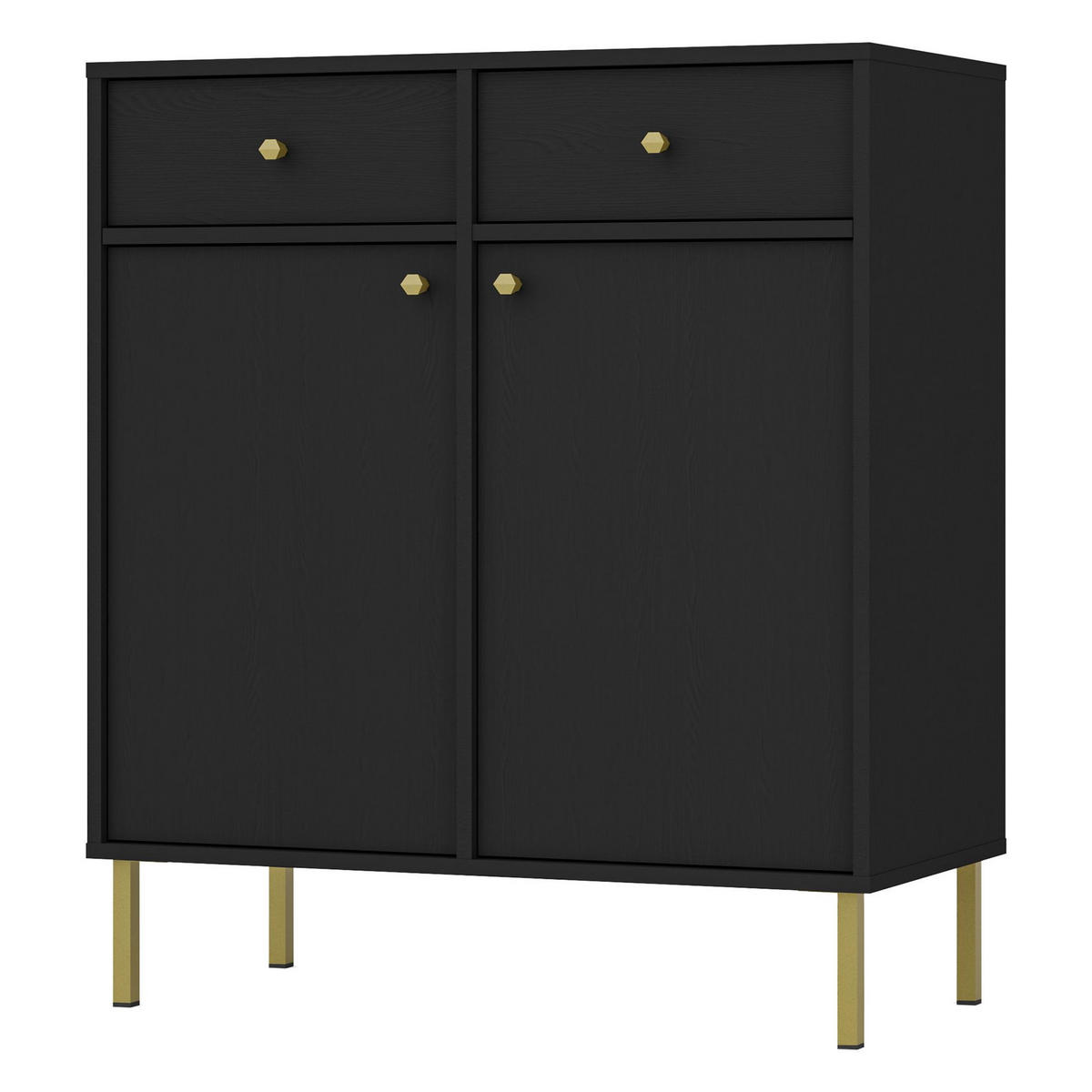 SIDEBOARD Oktio Schwarz-Graphit 84 cm - Goldfarben/Schwarz, Holzwerkstoff/Metall (83.6/95/40.8cm) - Selsey