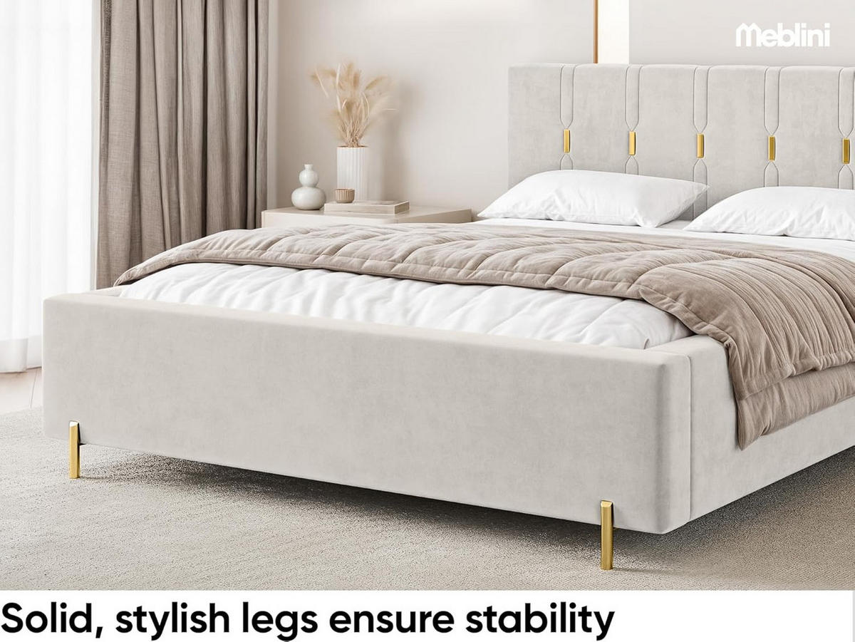 BETT FABIO - Goldfarben/Creme, Holzwerkstoff (180/200cm) - Meblini