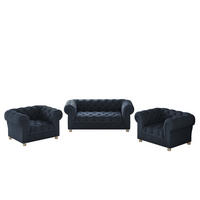 SITZGARNITUR CHESTERFIELD 2+1+1 Elegant Klassisch Schick Stoff Whisper Blau - Blau, Holz (152/77/90cm) - Kaiser Möbel