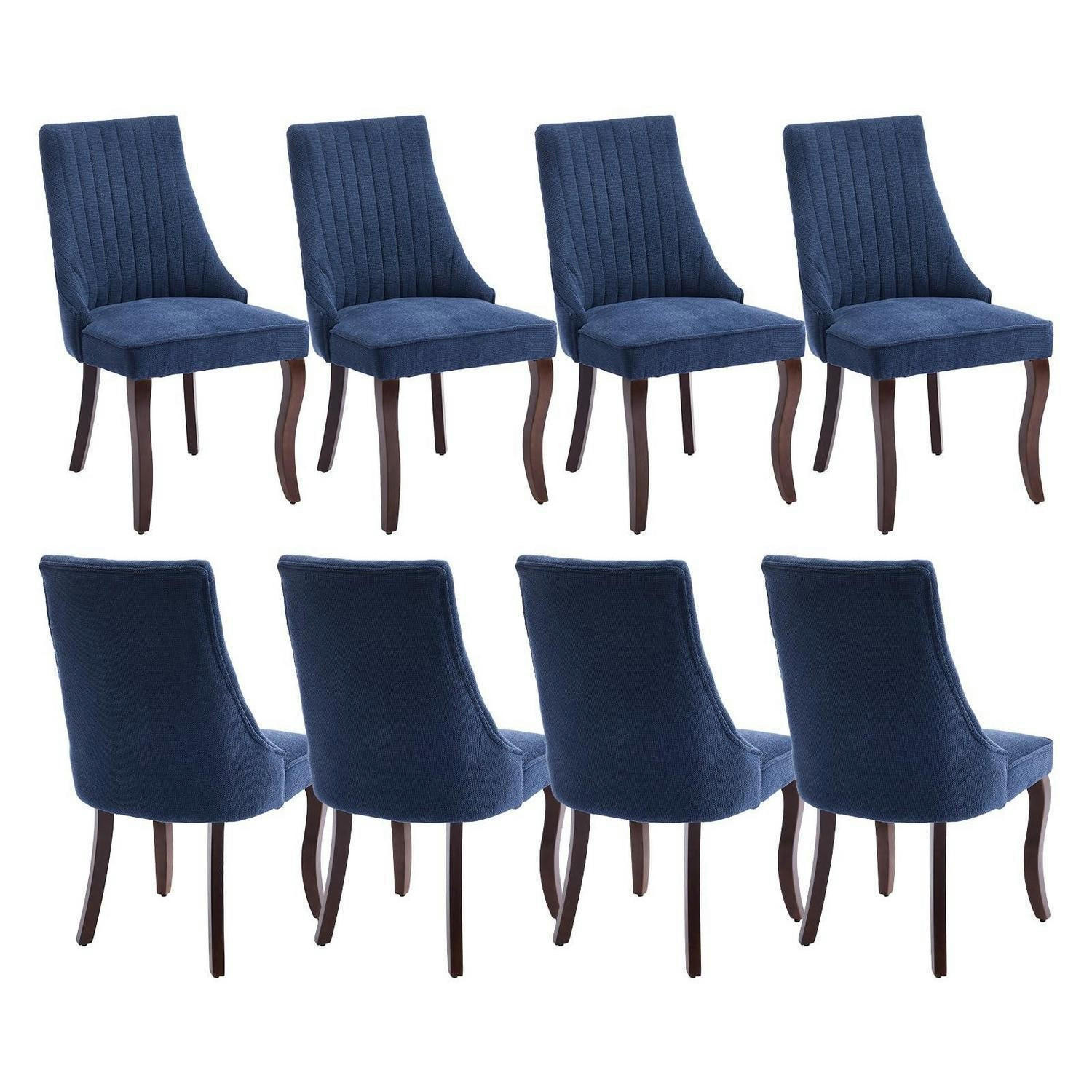 ESSZIMMERSTÜHLE 8er Set Stoff Blau mit Massivholzbeinen - Blau, Textil (50/95.5/53.8cm)