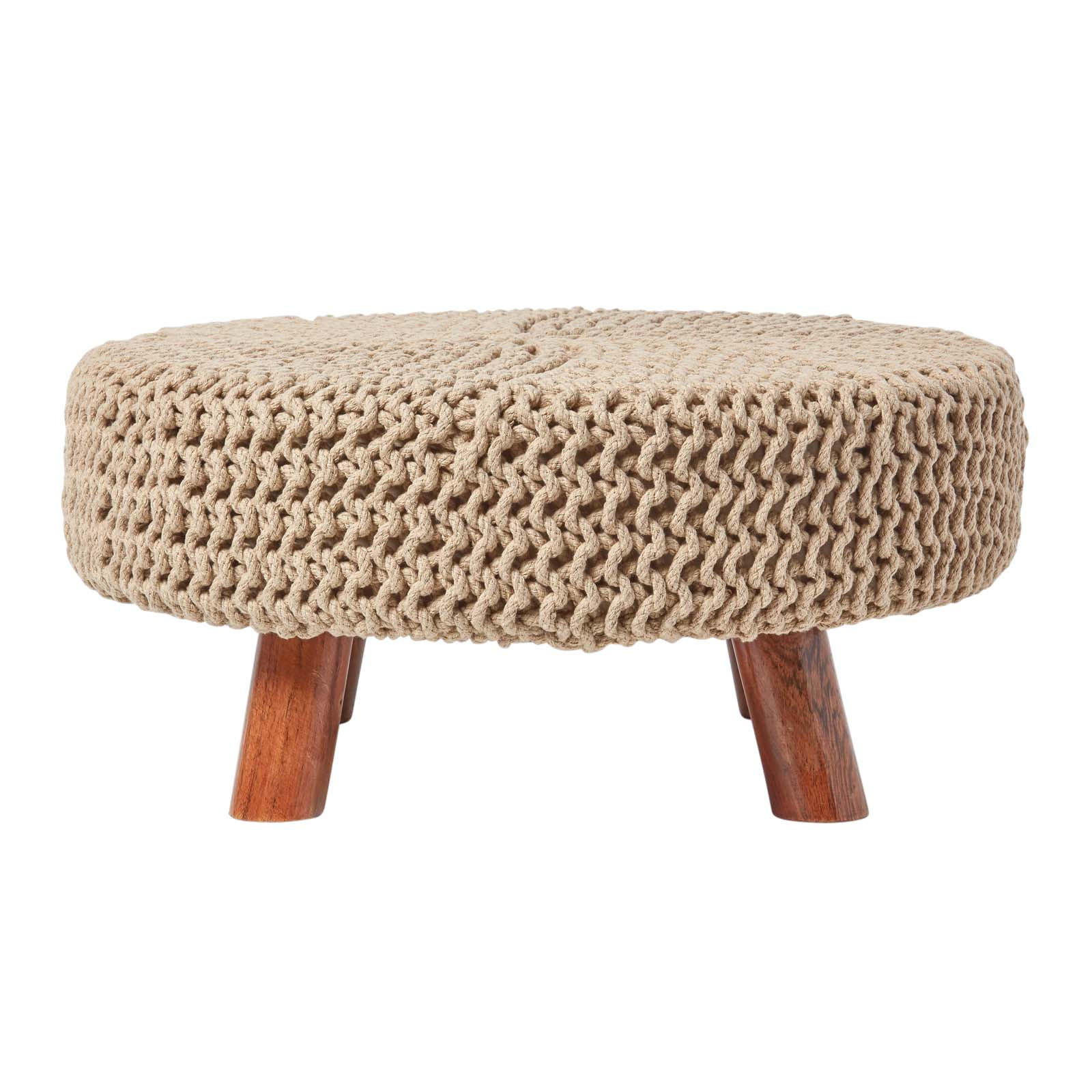Homescapes Strick-Hocker Natur 62x30x62 cm