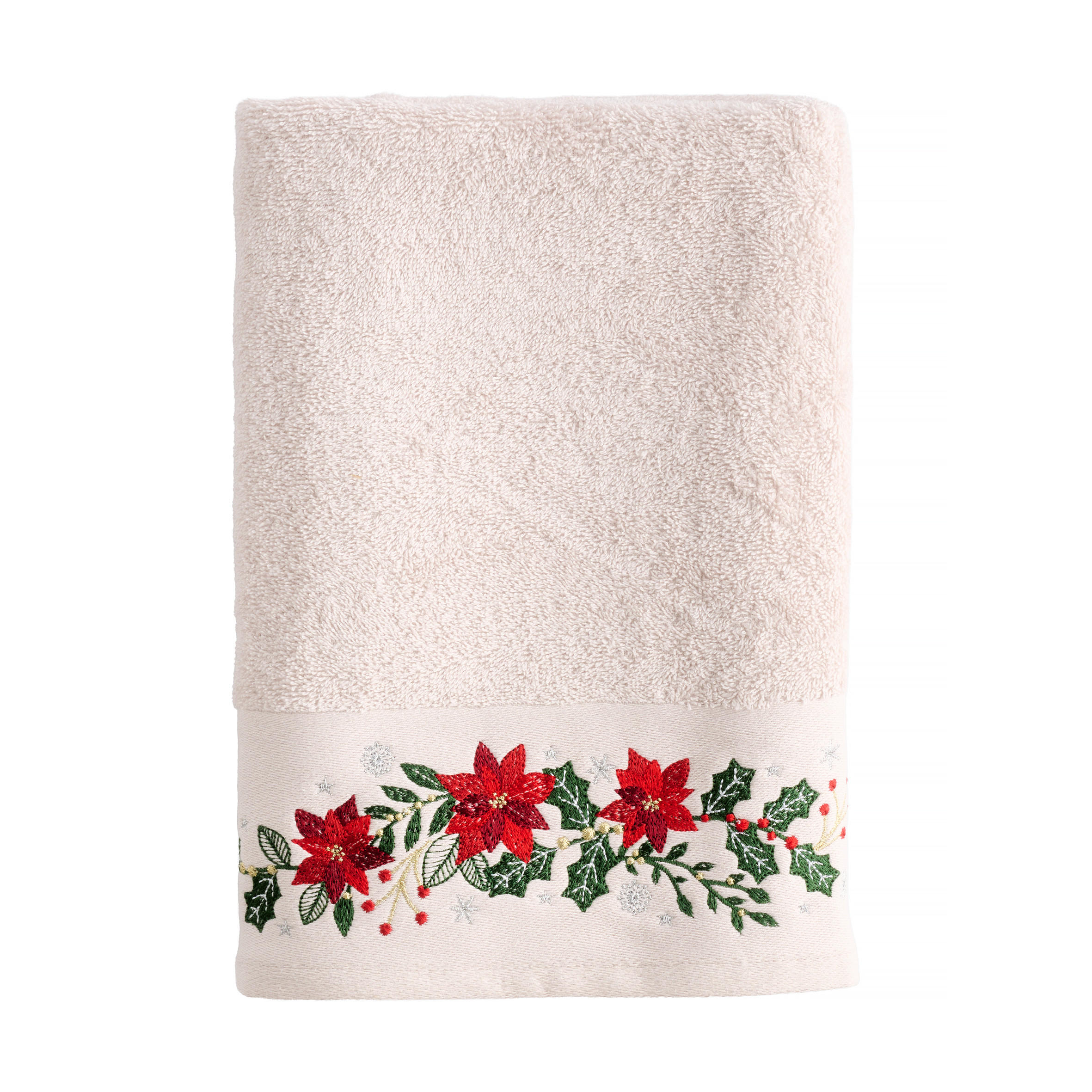 GESCHIRRTUCH Weihnachten Poinsetia hellbeige 70 x 130cm - Beige, Textil (130cm) - home&you