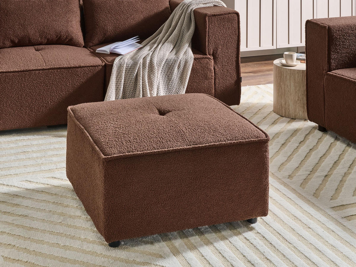 OTTOMANE Bouclé Braun Axebo - Braun, Textil (70/42/70cm) - Beliani