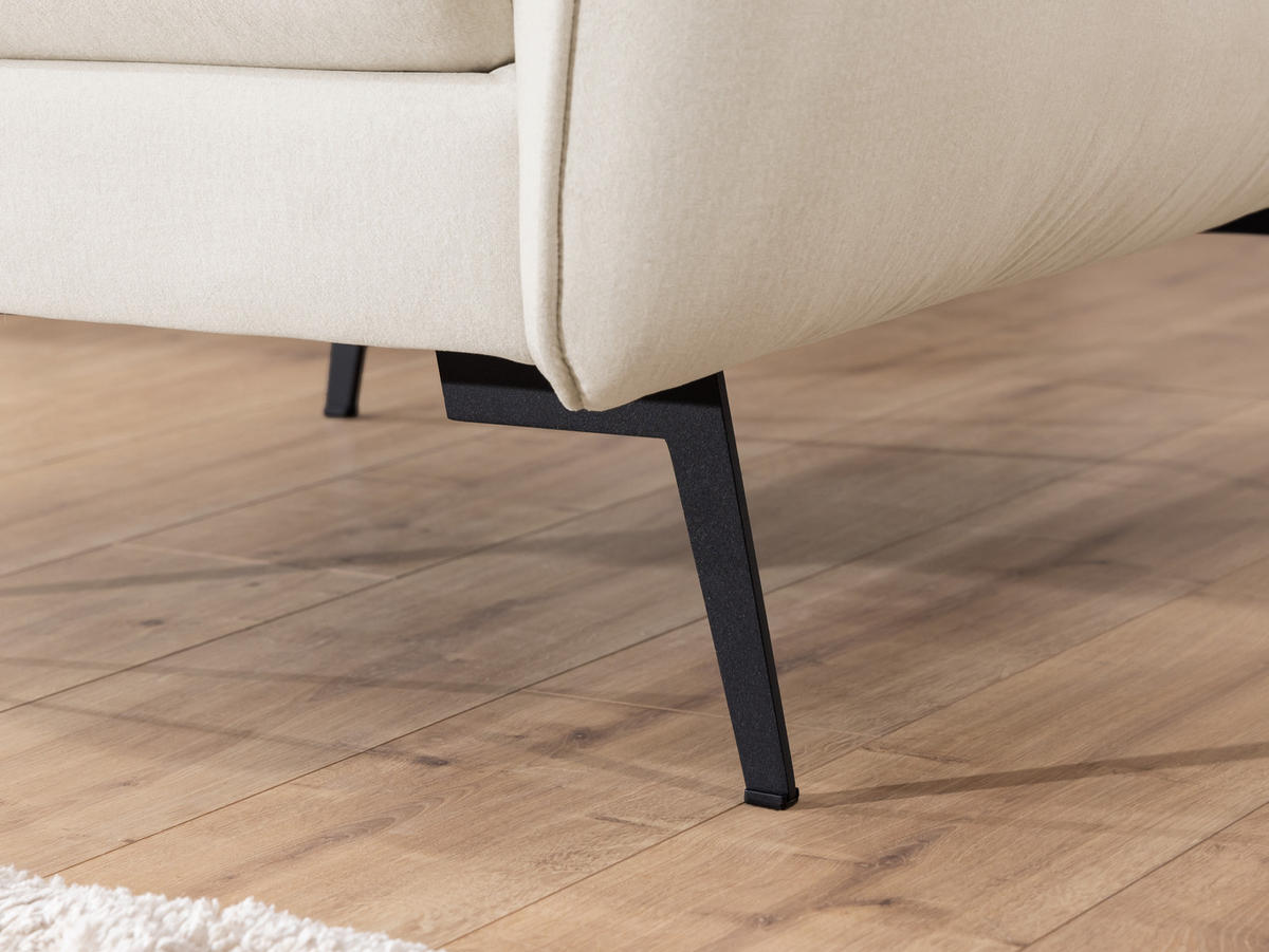 SITZGARNITUR 3+2+1 Nordloft Beige Samt - Beige/Schwarz, Holz/Textil (204/86/100cm) - S-Style Möbel