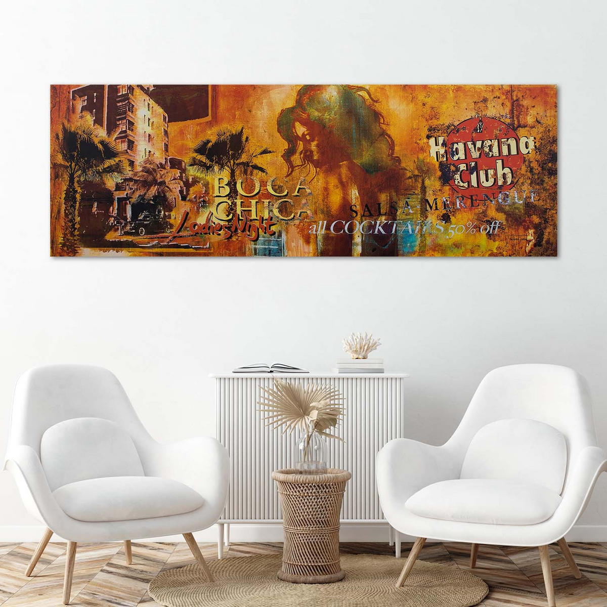 WANDBILD havanna club collage - Orange, Textil (90/30cm) - Feeby