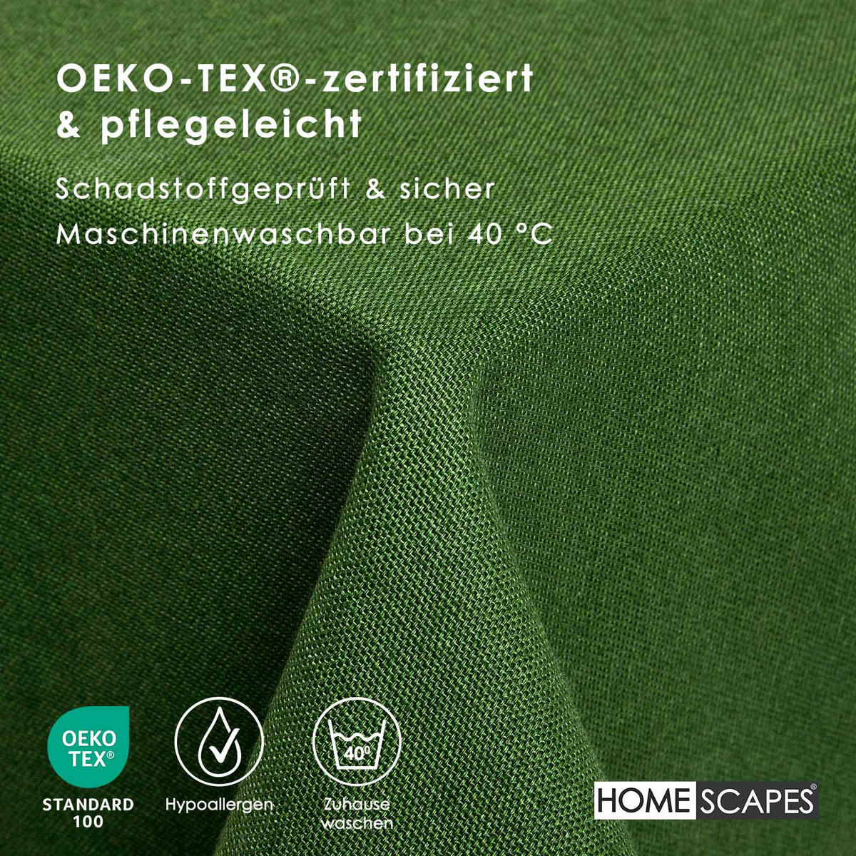 TISCHDECKE olivgrün 137/137 cm, 100% Baumwolle - Olivgrün, Textil (137/137cm) - Homescapes