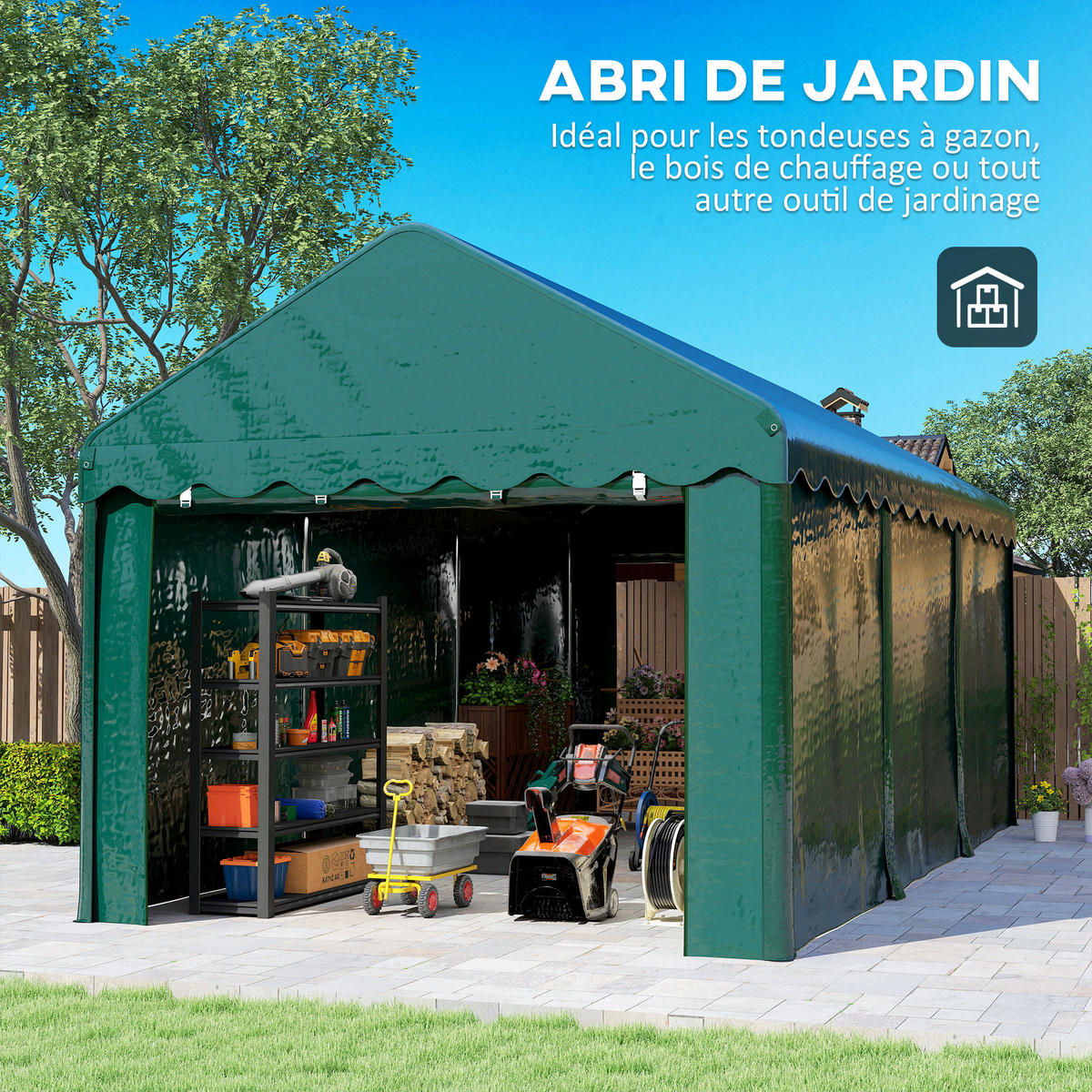 FAHRRADGARAGE DE-16852 3x6m mit 2 Rolltüren Grün - Grün, Metall (300/280/594cm) - ComfortXL