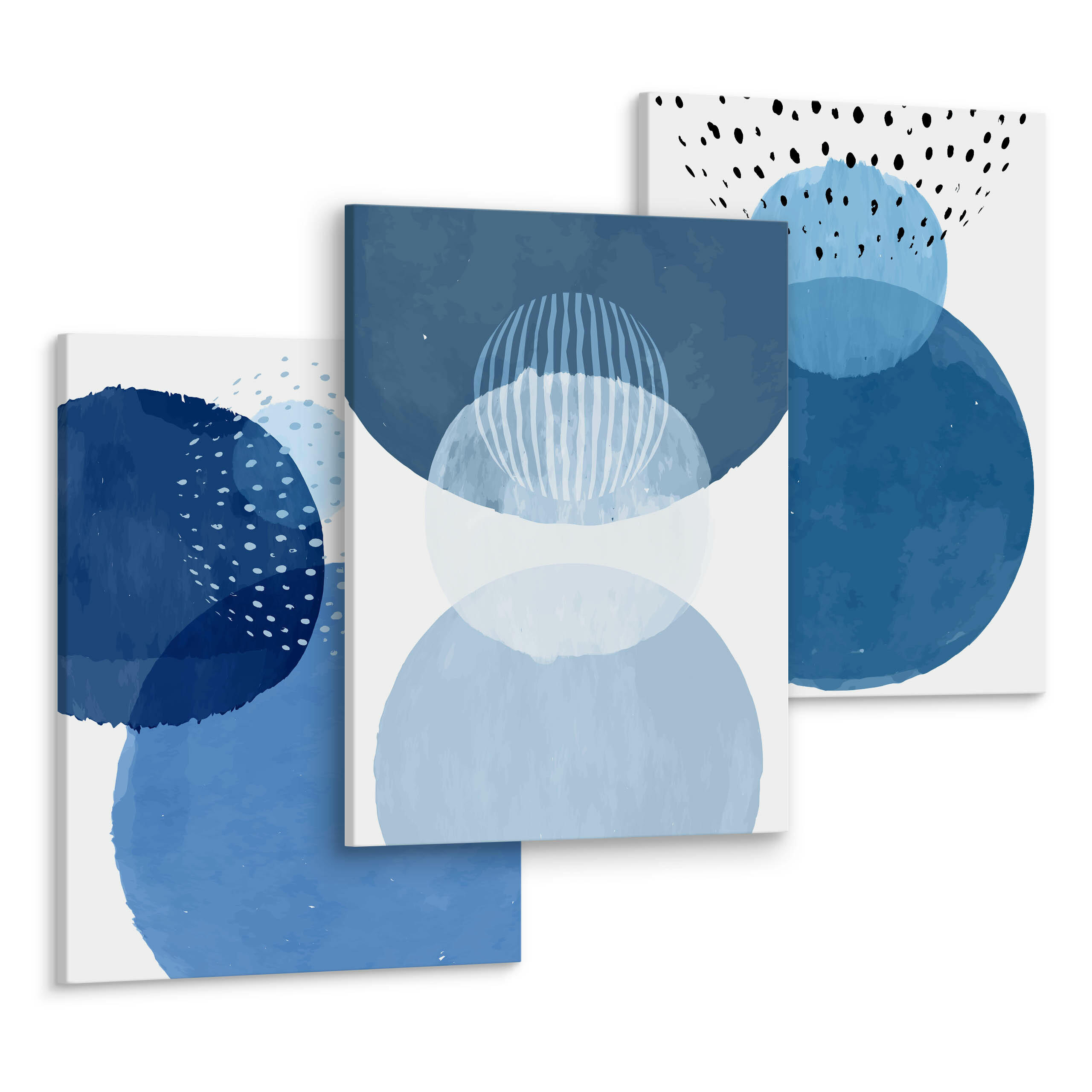LEINWANDBILDER 3-er Set Kreise Boho Stil - Türkis/Blau, Textil (90/40cm) - Muralo