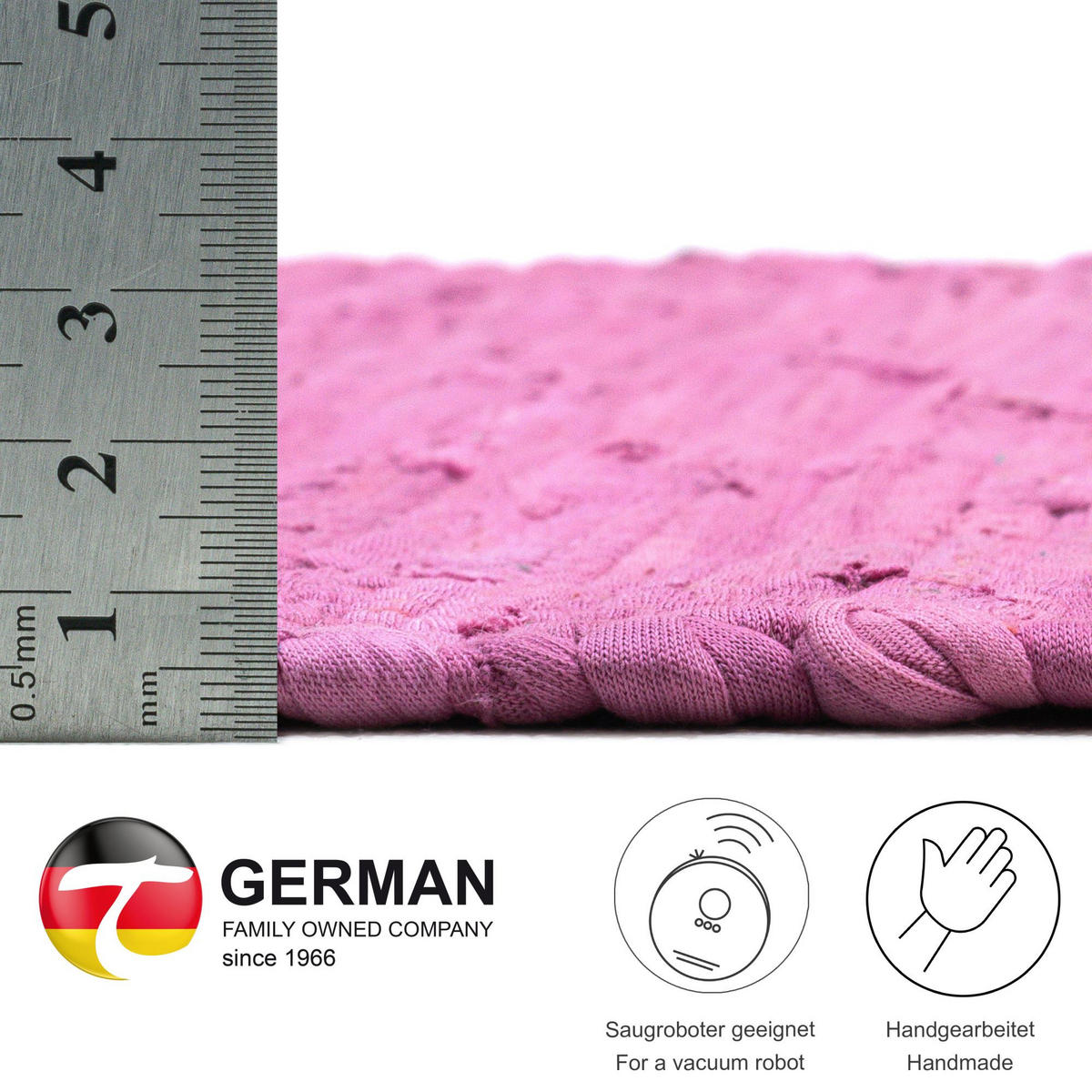 FLECKERLTEPPICH Chindi 70x140 cm - Beere, Textil (70/140cm) - Rug and Roll