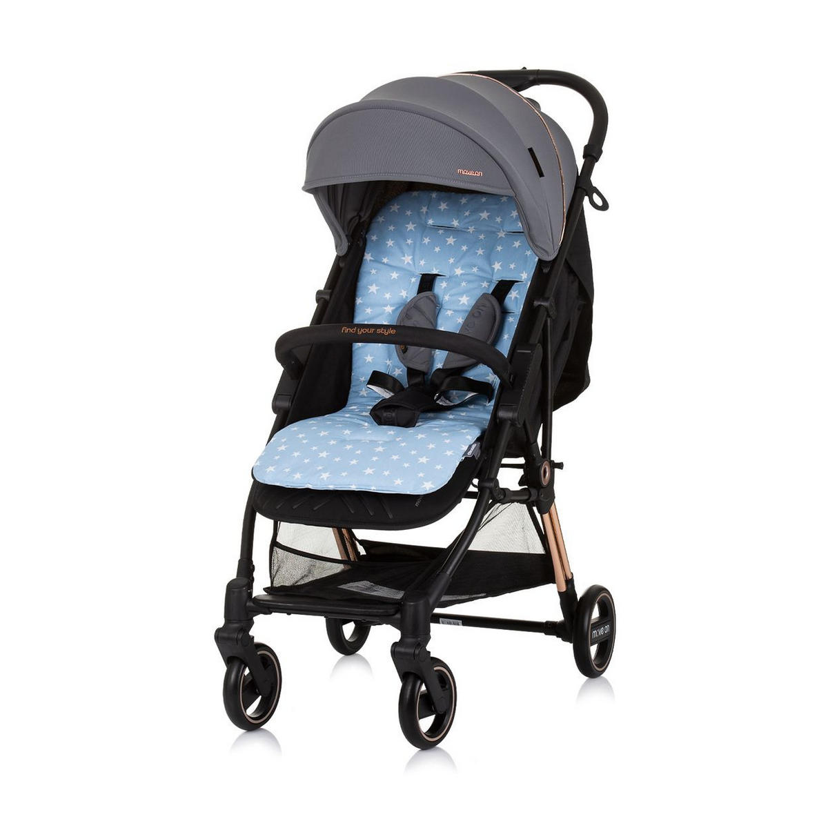 KINDERWAGEN-SITZAUFLAGE Sitzauflage VVPAD024 blau Baumwolle, atmungsaktiv, universell passend, für 5-Punkt-Gurt - Blau, Textil (38/2/77cm) - Chipolino