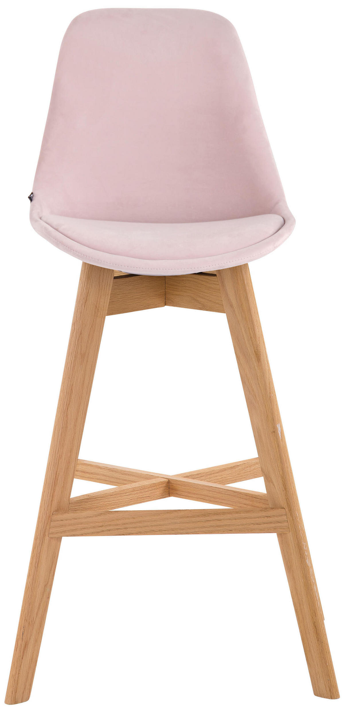 BARHOCKER Canada, Gestell natura, Samt Pink - Rosa/Naturfarben, Holz/Textil (48/100/56cm) - TPFLiving