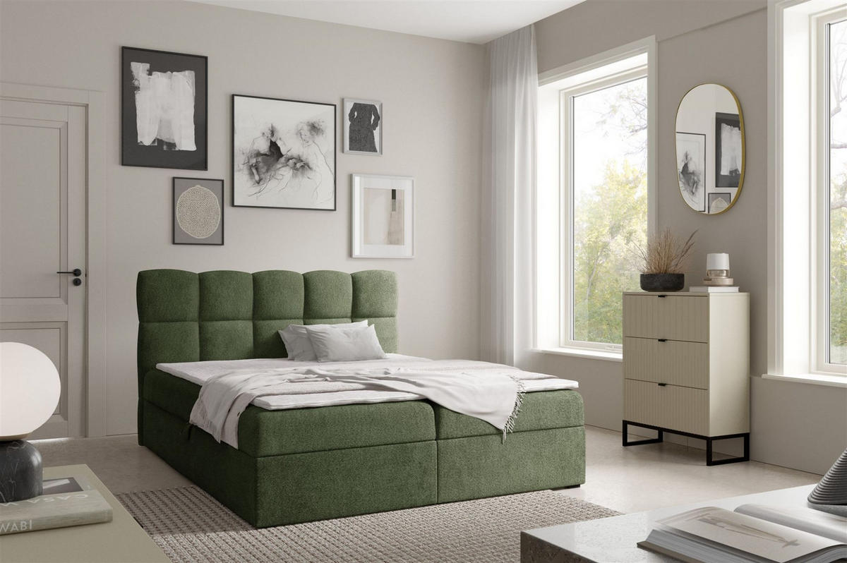 BOXBETT Parozo Premium - Grün, Holzwerkstoff/Textil (180/200cm) - Fun Möbel