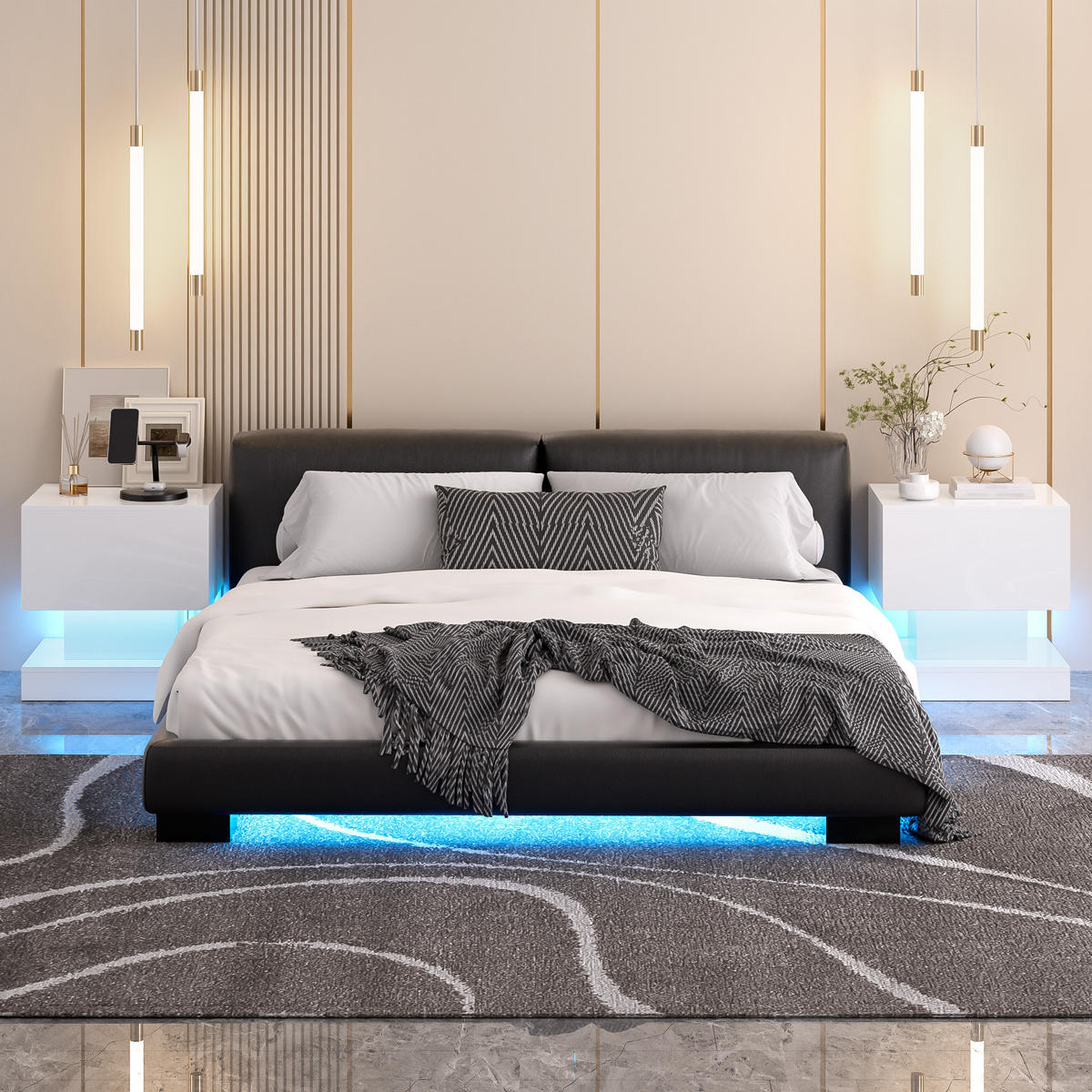 NACHTTISCH 50x40x52 cm, Weiß, LED, 2er-Set - Weiß, Holzwerkstoff (50/52/40cm) - FLIEKS