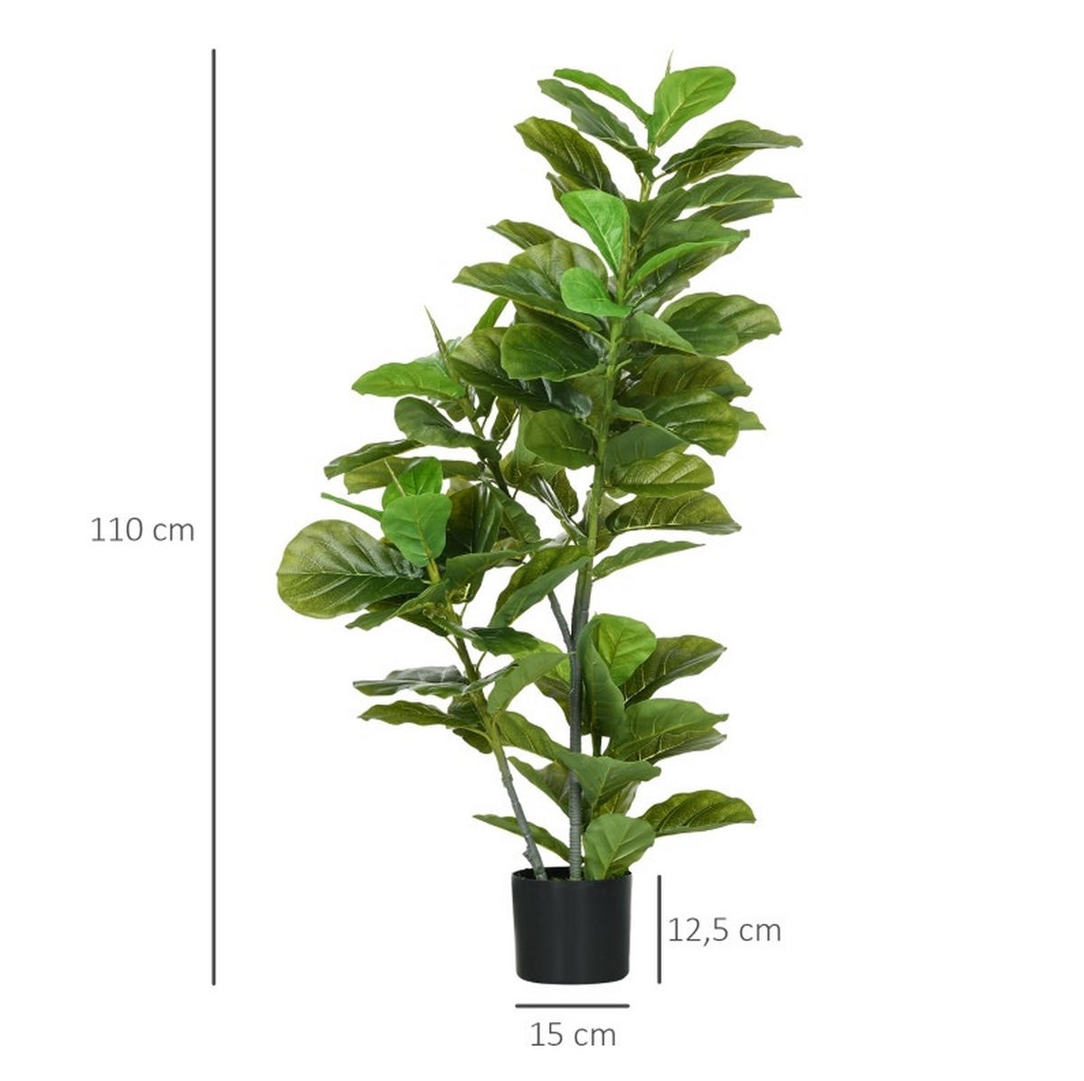 KUNSTPFLANZEN Ficus-Pflanze 15/15/110 cm grün aus Kunststoff mit Topf - Grün, Kunststoff (110cm) - OKWISH