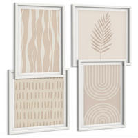 BILDER SET 4er Set - 50x50 cm & 40x60 cm Weißer Rahmen - Beige Pflanzenmuster - Weiß, Kunststoff (50/50cm) - TULUP