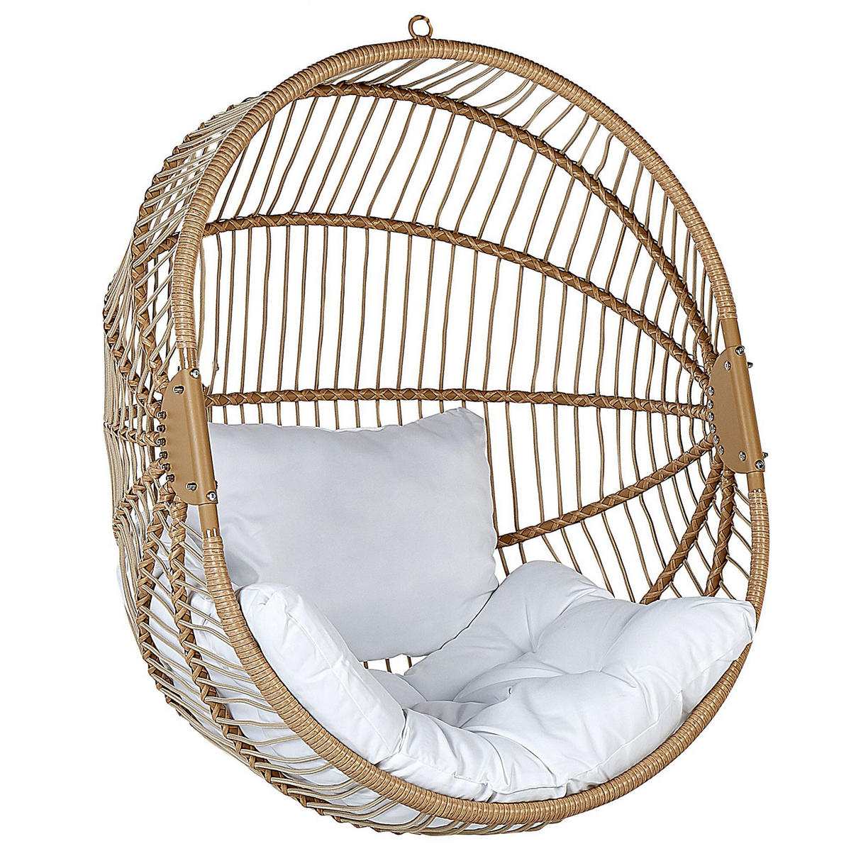 HÄNGESESSEL mit beigem PE Rattangestell Acri - Beige, Kunststoff (98/197/120cm) - Beliani