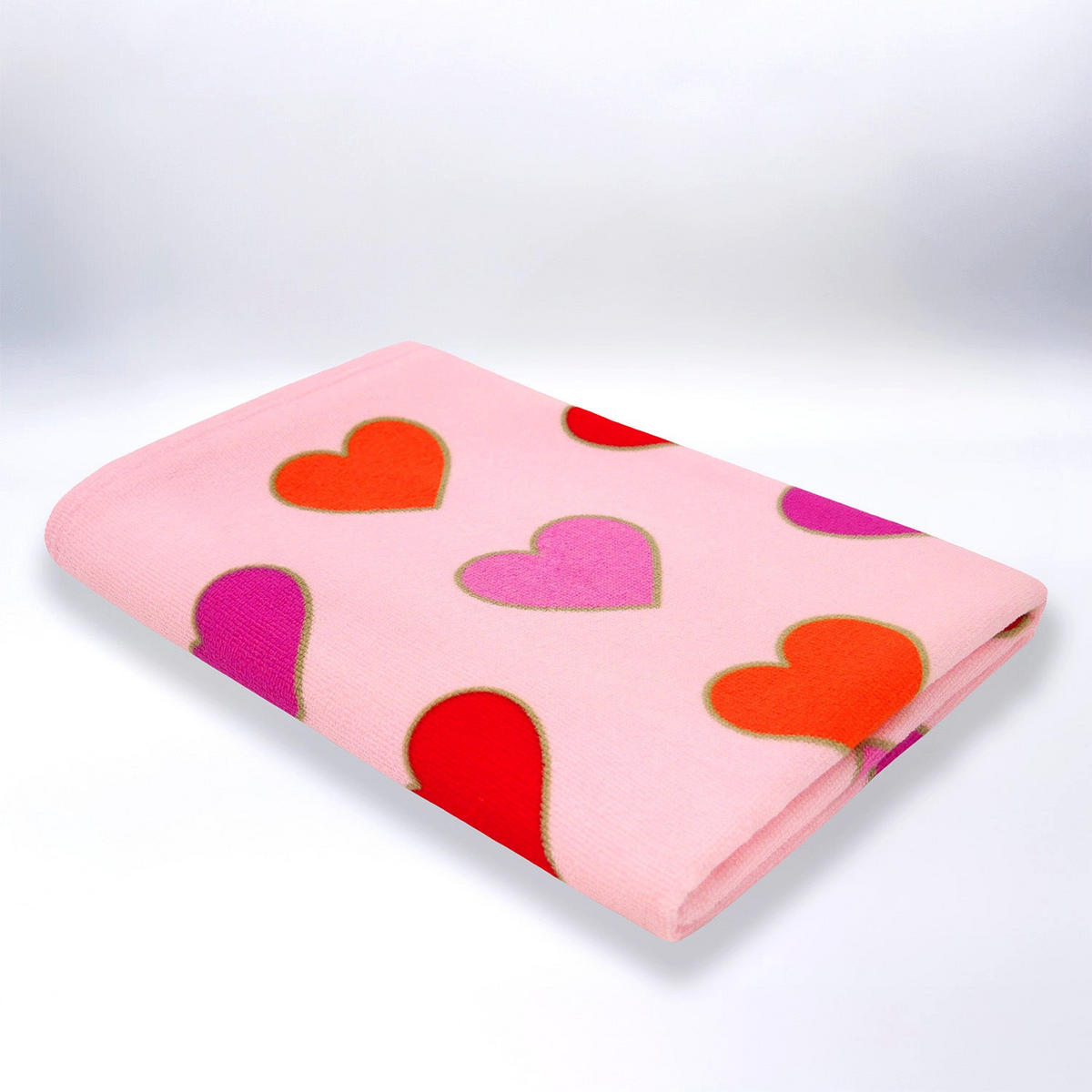 STRANDTUCH Kinder Mikrofaser Rosa 70x140 250g/m² - Herzen - Pink, Textil (140/70cm) - LE COMPTOIR DE LA PLAGE