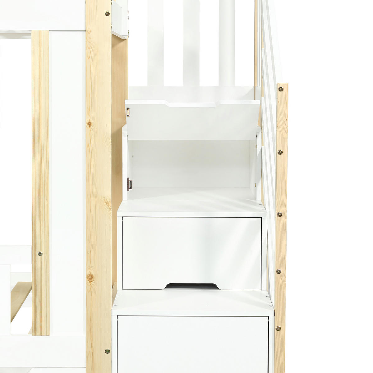 ETAGENBETT Kinderbett Weiß+Natur 90x200cm - Naturfarben, Holz (90/200cm) - ComfortXL