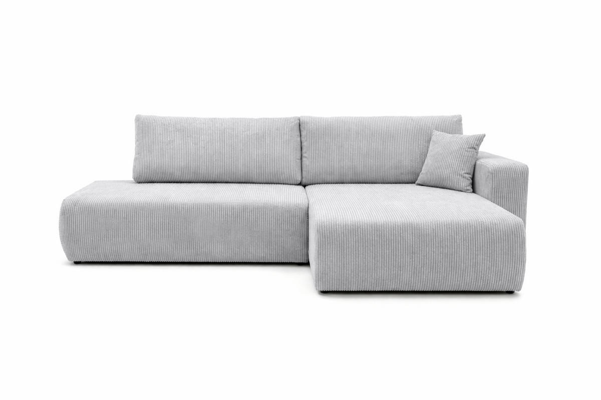 ECKSOFA Mit Schlaffunktion Und Bettkasten, Cordstoff Poso, Hellgrau, Rechts, OPEN XL - Hellgrau, Holz (262/145cm) - Kaiser Möbel