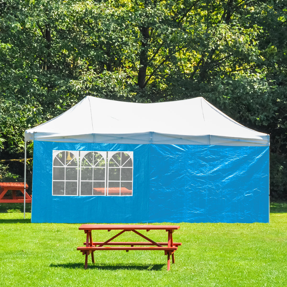 3XPAVILLON-SEITENTEILE - Blau/Weiß, Kunststoff (300/200/0.1cm) - Relaxdays