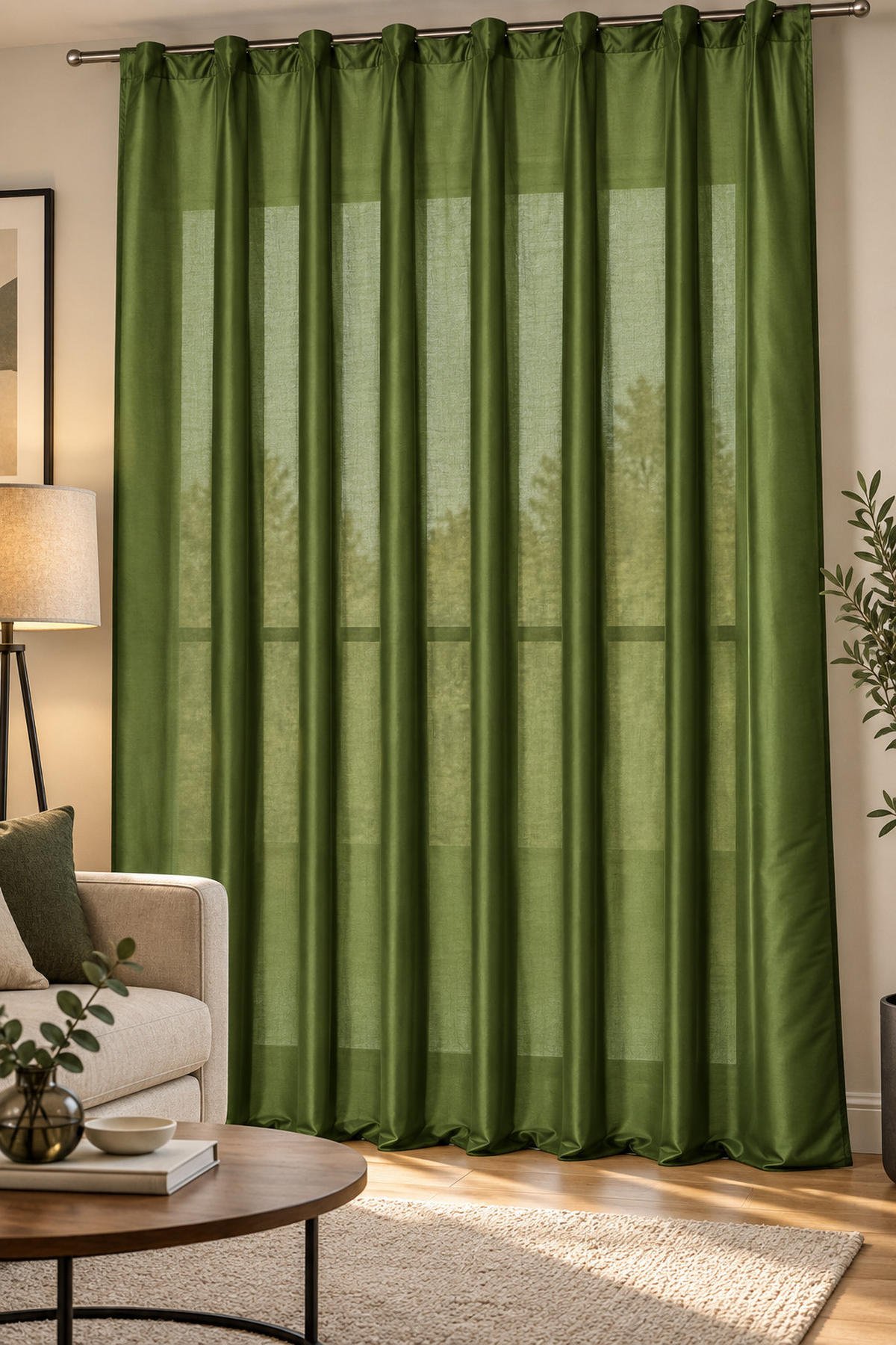 VORHANG Kräuselband 140/245 cm Dunkelgrün Wildseiden Optik - Dunkelgrün, Textil (140/245cm) - TiborTex