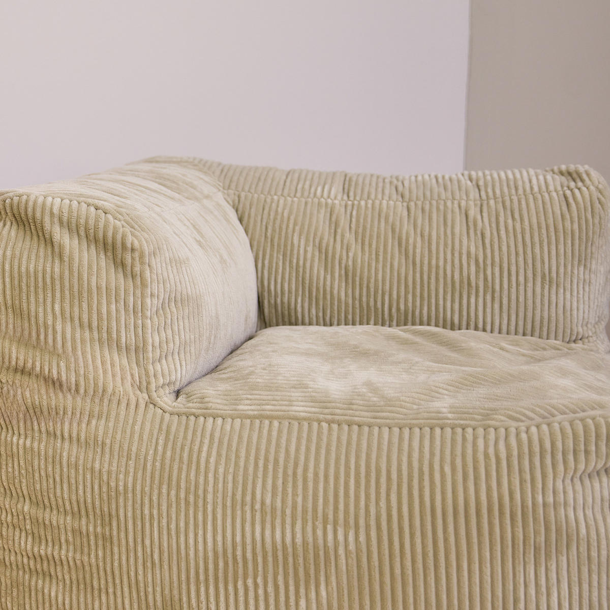 SITZSACK-SOFA 6-tlg. ZEN: 2 Ecksessel, 3 Sessel, Fußstütze - Beige, Textil (500/68/100cm) - icon