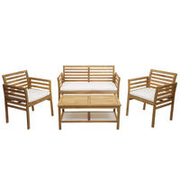 GARTENGARNITUR E99B Braun, Cremeweiß - Creme/Braun, Holz - MCW