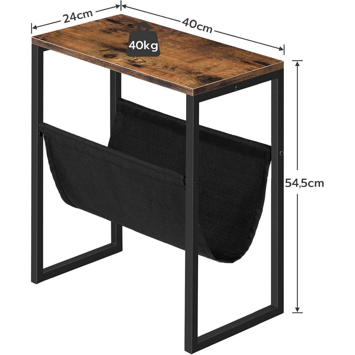 BEISTELLTISCH mit Zeitschriftenschlinge 24 x 40 x 54,5 cm Dunkelbraun - Multicolor, Metall (40/24/54.5cm)