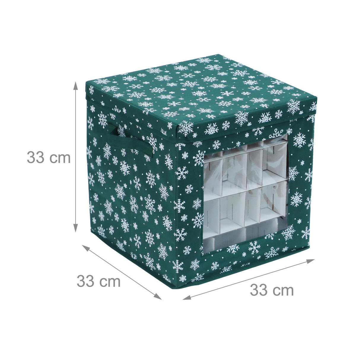 3XWEIHNACHTSKUGEL-AUFBEWAHRUNGSBOX - Dunkelgrün, Wellpappe/Kunststoff (33/33/33cm) - Relaxdays