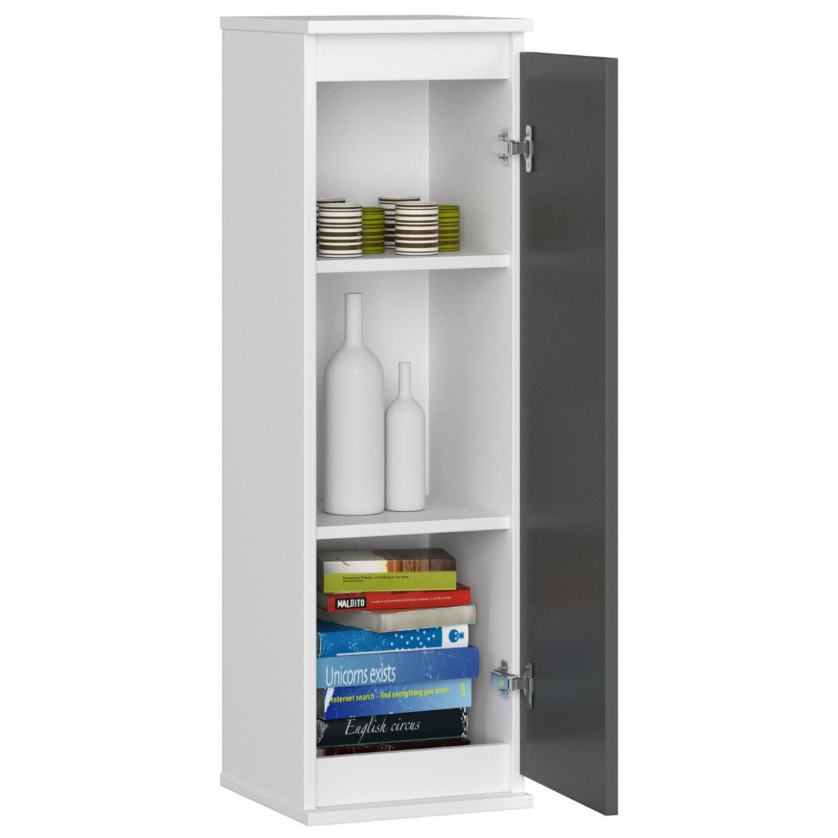 HÄNGESCHRANK Weiß, Graphit Grau 99/30/30 - Graphitfarben/Weiß, Holzwerkstoff (30/99/30cm) - RAUMHIRSCH FURNITURE