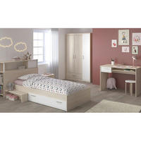 JUGENDZIMMER Charly 10 in Akazie und Weiß 5 teilig - Braun, Holzwerkstoff (120/200/80cm)