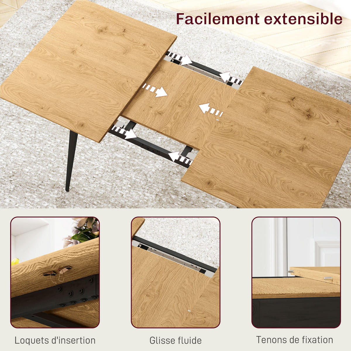 AUSZIEHTISCH Naturfarben Stahlgestell 120-160/75/77 cm - Naturfarben, Holz (75/160/77cm) - PANGIVO