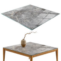 TISCHPLATTE 50x50 cm Muster aus Naturmarmor - Dunkelgrau, Glas (0.4/50/50cm) - TULUP