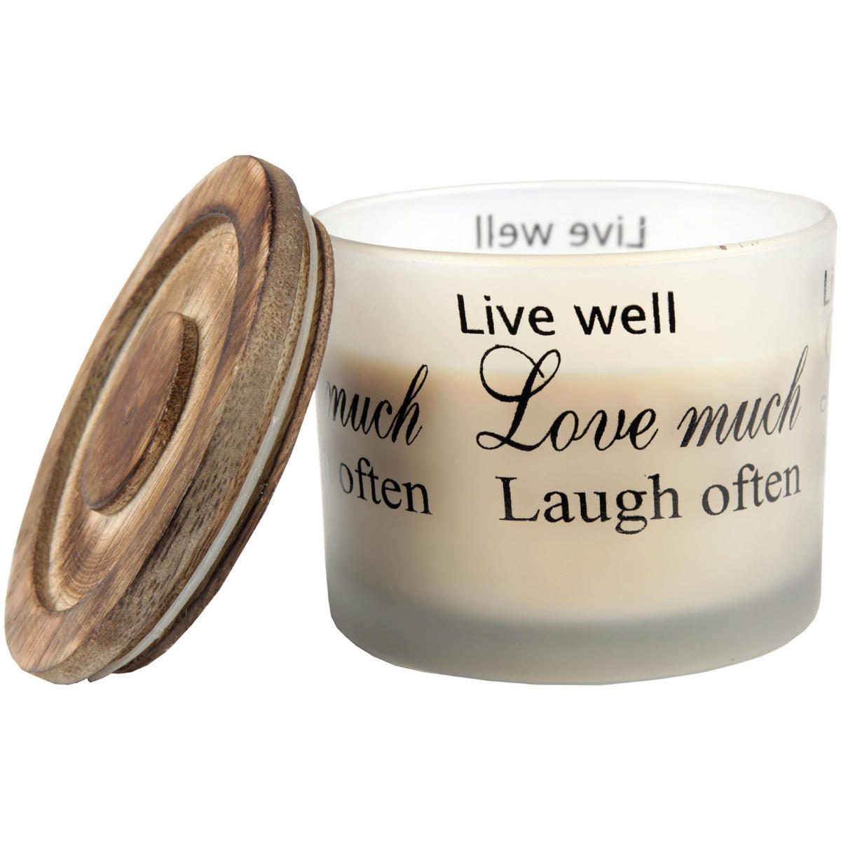 DUFTKERZE mit Sprüchen 2 Docht, Kokosnuss & Limette - Beige, Glas (10/8cm)