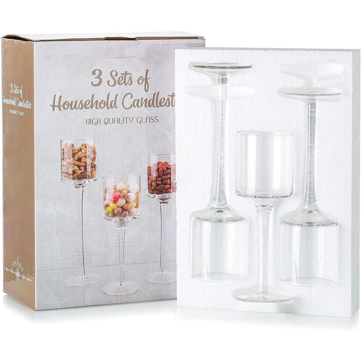 TEELICHTHALTER 30er Set Glas 20/23/26cm Farblos - Transparent, Glas (7/25.9/7cm)