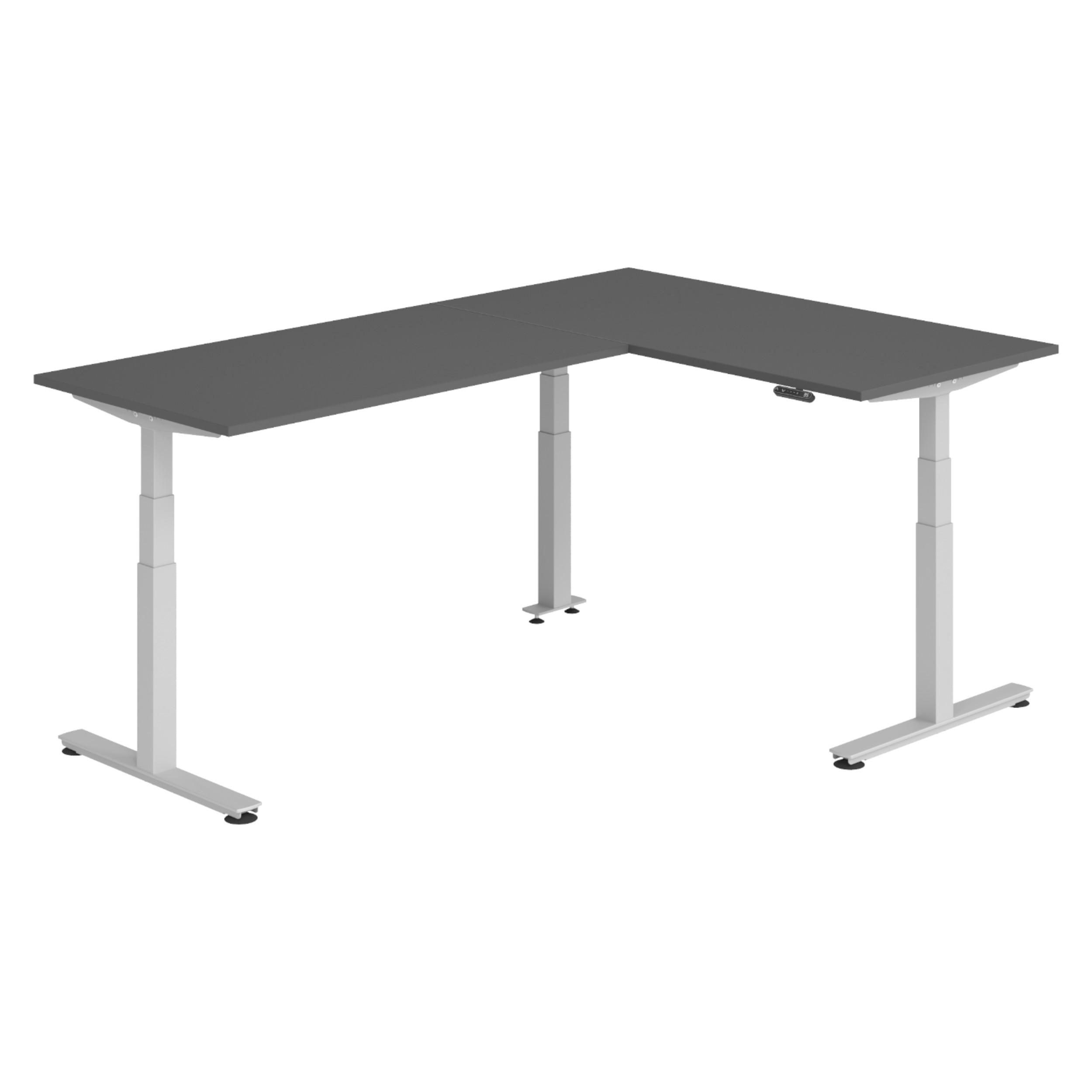 bümö Eckschreibtisch Graphit, Silber 160x74x240 cm
