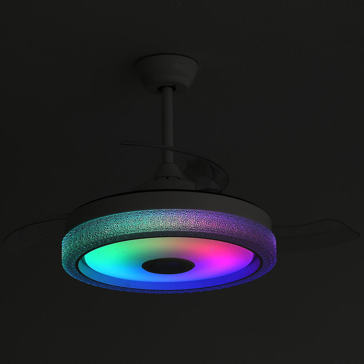 DECKENVENTILATOR 42" mit RGB LED Dimmbar & Bluetooth Lautsprecher - Weiß, Kunststoff (107/107/47cm) - BEXEVUE