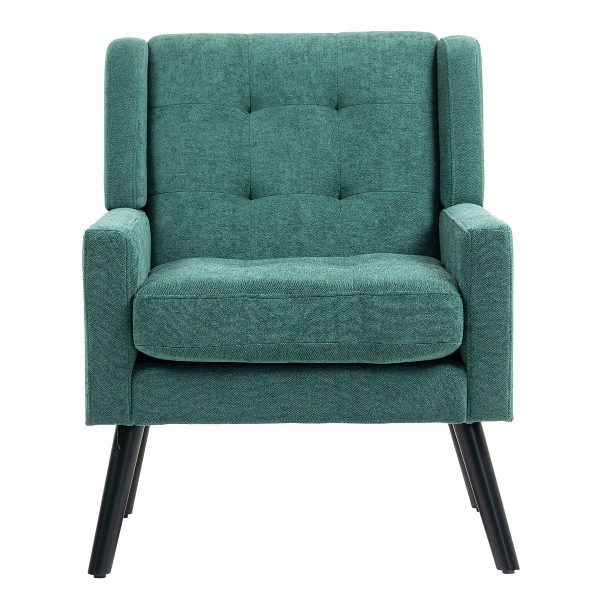 KŘESLO s prošíváním, ergonomickým sedákem a masivními nohami, Retro zelená - lesní zelená, textil (76/88/68cm) - Redom